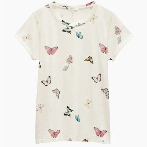 NWT rag & bone Women's Butterfly Print Tee - Cream size small